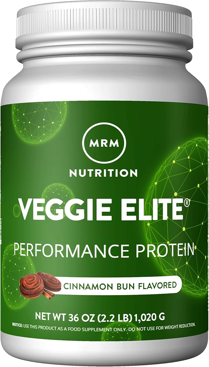 MRM Nutrition Veggie Elite Performance Protein | Cinnamon Bun Flavored| Plant-Based Protein| Easy