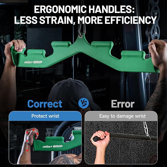 LAT Pull Down Bar with 6 Ergonomic Handles, Neutral Grip LAT Pulldown Attachments for Whole Back