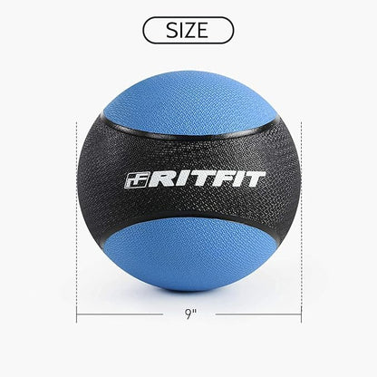 RitFit Weighted Medicine Ball - Non-Slip Rubber Shell & Dual Texture Grip - Workout Exercise Ball