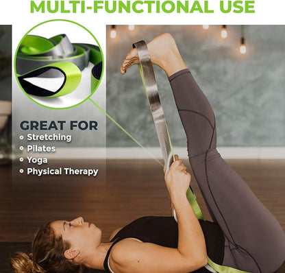 Gradient Fitness Stretching Strap for Physical Therapy, 12 Multi-Loop Stretch Strap 1.5" W x 8' L