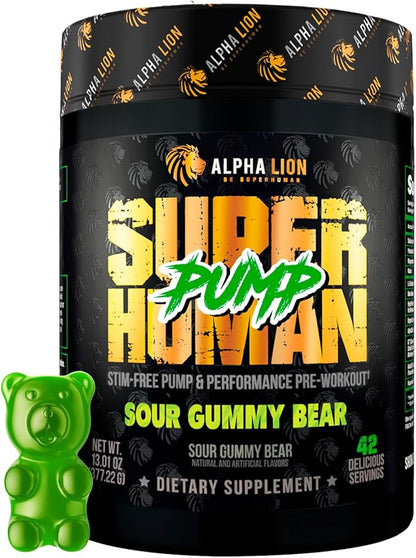 ALPHA LION Superhuman Pump Pre Workout Powder, Nootropic Caffeine & Stim Free Preworkout
