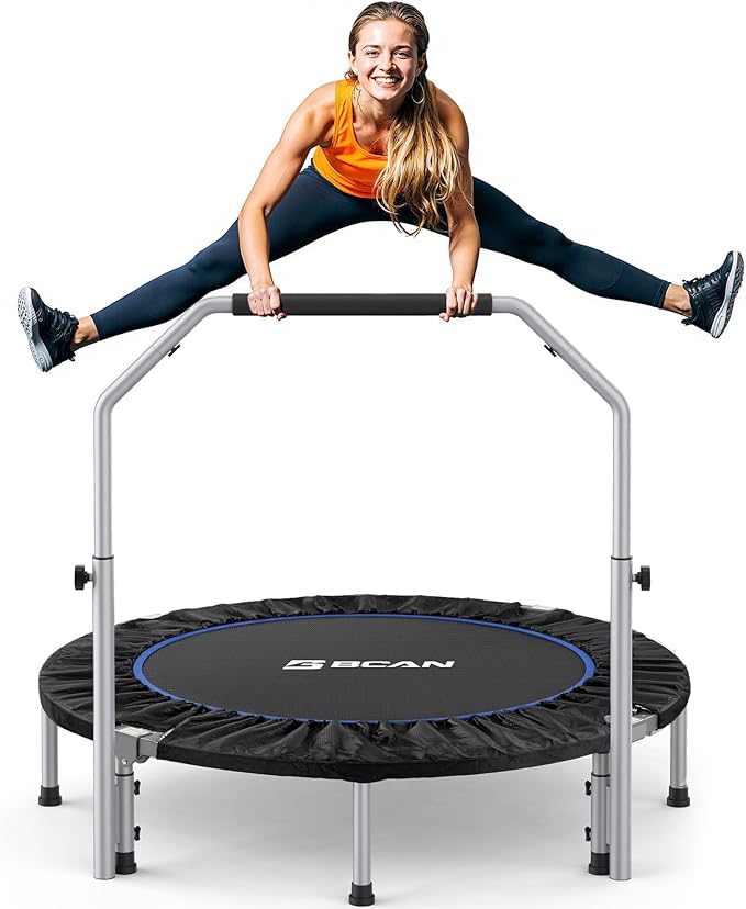 BCAN 40/48" Foldable Mini Trampoline Max Load 330lbs/440lbs, Fitness Rebounder with Adjustable Foam