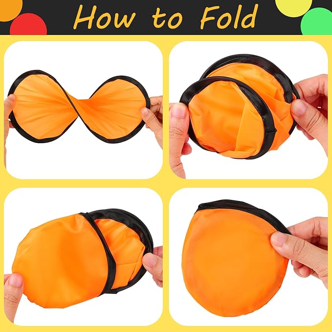 10 PCS Foldable Flying Disc Fans Set with Bag Folding Pocket Beach Flying Disc for Party Favors