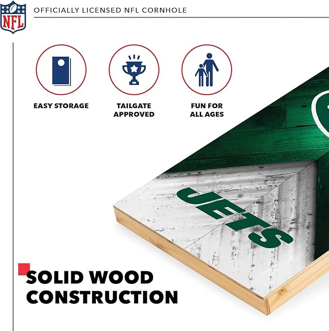 NFL Football 2' x 4' Regulation Size Solid Wood Cornhole Set with Direct Print HD Team Graphics