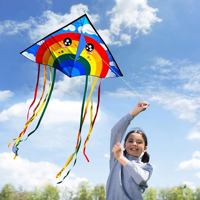 HONBO Large Delta Kite for Kids & Adults,Extremely Easy to Fly Kite for Beach Trip,String Line