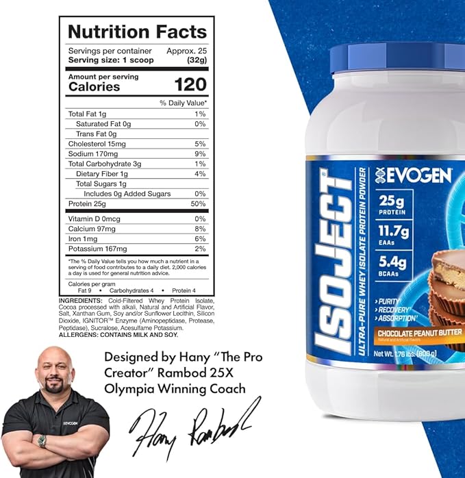 Evogen Isoject - Whey Protein Isolate | Ultra-Pure Whey Protein Powder with Ignitor Enzymes, BCAAs
