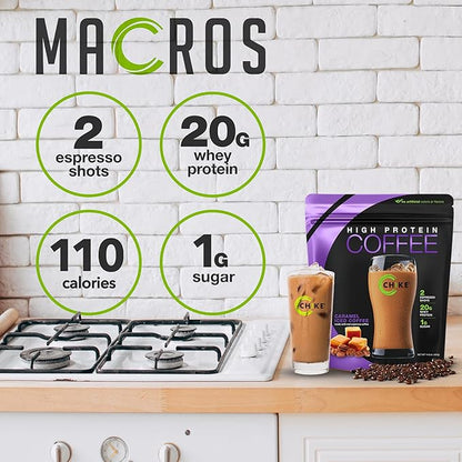 Chike Caramel High Protein Iced Coffee, 20 G Protein, 2 Shots Espresso, 1 G Sugar, Keto Friendly