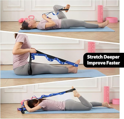 Stretching Strap with 10 Loops-Yoga Strap for Physical Therapy,Home Workout,Pilate & Flexibility