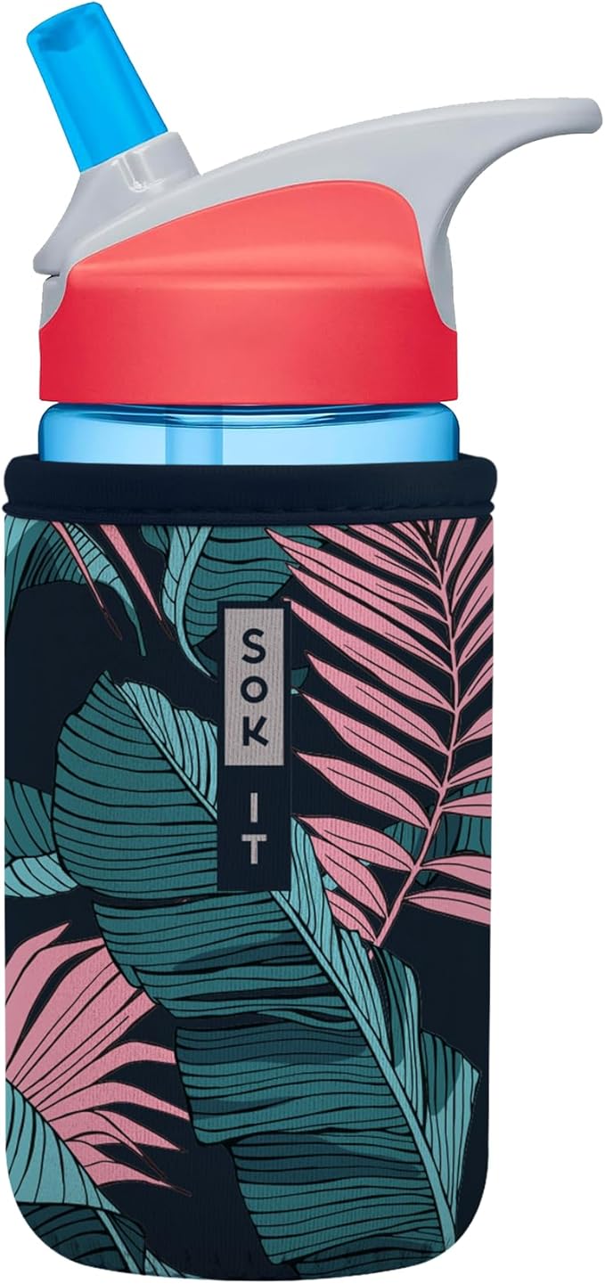Sok It BotlSok Water Bottle Sleeve Insulated Neoprene Cover (Midnight Tropics, Fits 12oz CamelBak