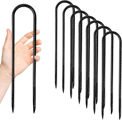 Anothera 8 Pack Heavy Duty Trampoline Stakes, 12 Inches Trampoline Anchors High Wind, Heavy Duty U