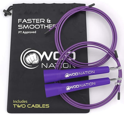 WOD Nation Adjustable Speed Jump Rope For Men, Women & Children - Blazing Fast Fitness Skipping