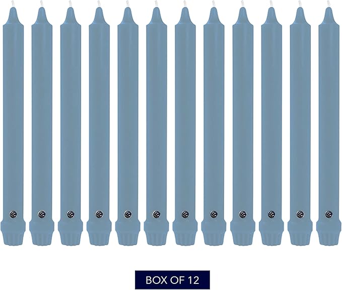 Colonial Candle Unscented Taper Candle, Classic Collection, Wedgewood, 12 in, Pack of 12 - Up to 10