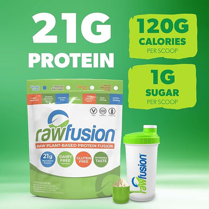 Rawfusion- Vegan Protein Powder, Vanilla Bean - 60 Servings 21g of Plant Based Protein, Low Net