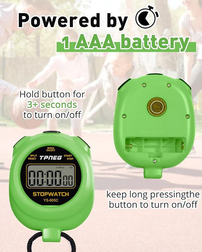Simple Stopwatch Timer - Easy to Use, Set Up, Read, and Carry - Large Display - On/Off, AAA Battery