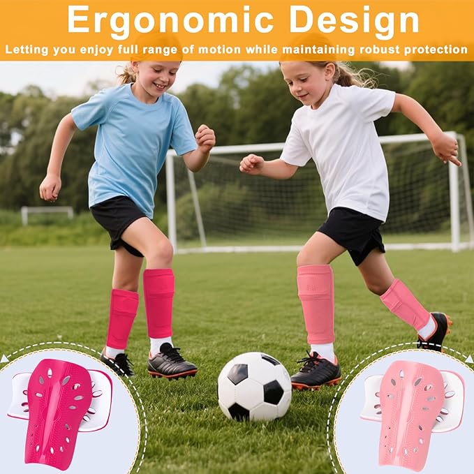 2 Pairs Shin Guards Soccer for Kids,Shin Pads Extra Lightweight Breathable Slide in Shin Guard for