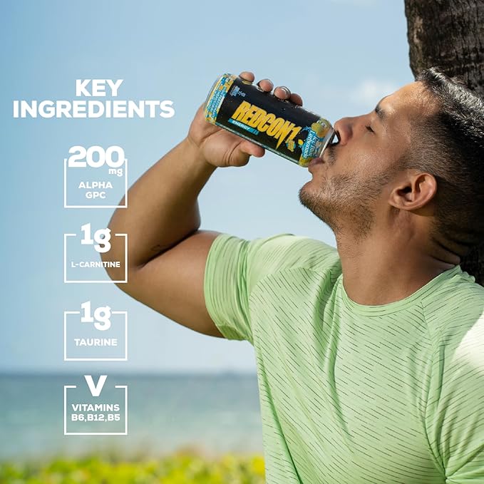 REDCON1 Energy High Performance Drink, Icy Blue Lemonade - Zero Sugar Energy Drink with Alpha GPC