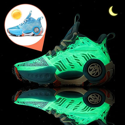 JMFCHI Kids Basketball Shoes High-top Sports Shoes Sneakers Durable Lace-up Non-Slip Running Shoes