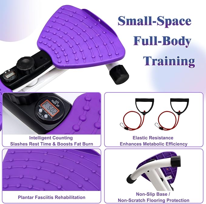 Waist Twister Ab Machine, 330 lbs Capacity, Noiseless Anti-Slip Twist Board with Resistance Bands