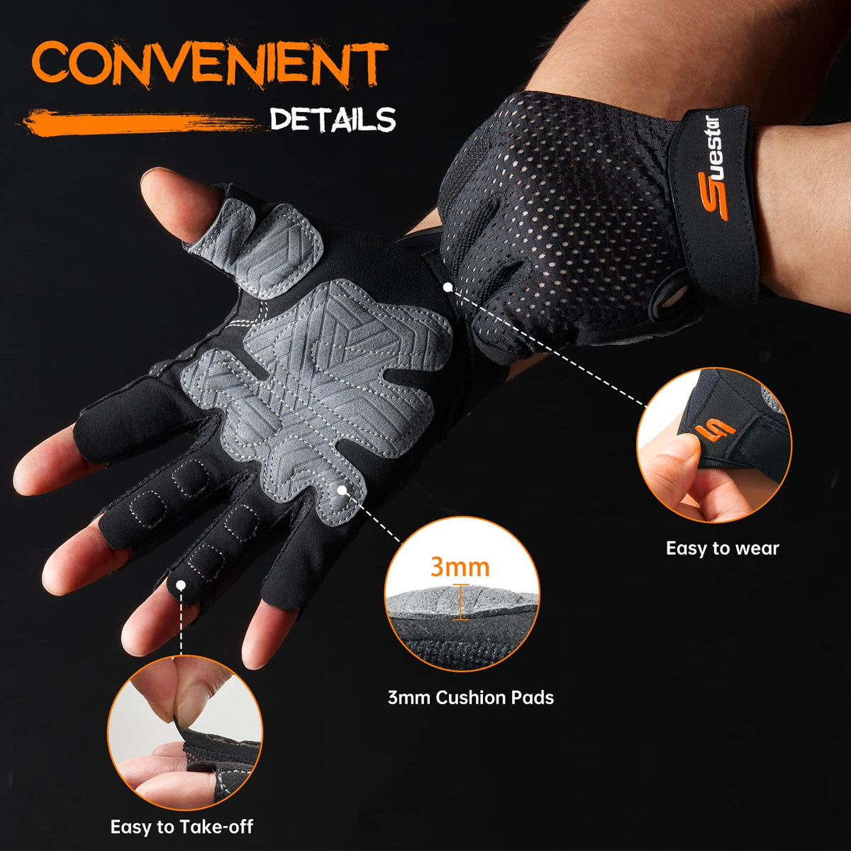 SueStar Workout Gloves - Men Women 2022, Weight Lifting Gym Gloves with Full Palm Protection