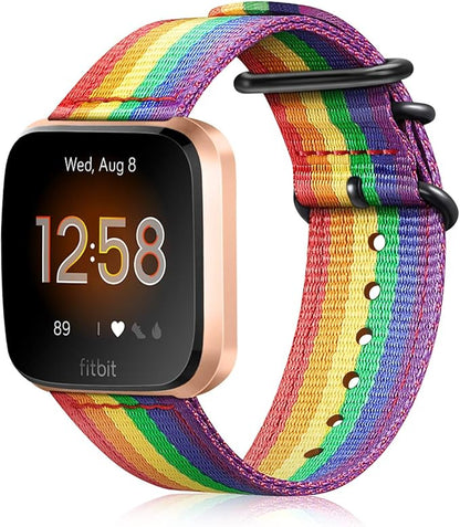 FINTIE Bands Compatible with Fitbit Versa 2/1 / Lite Edition, Soft Nylon Replacement Strap