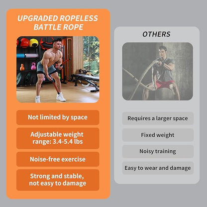 Upgraded Ropeless Battle Ropes for Home Gym, Four Adjustable Weight