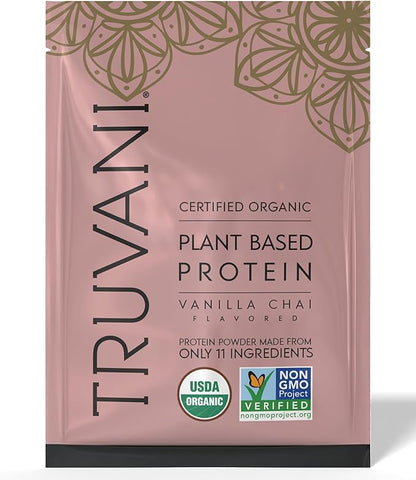 Truvani Vegan Pea Protein Powder | Vanilla Chai | 20g Organic Plant Based Protein | 1 Serving |