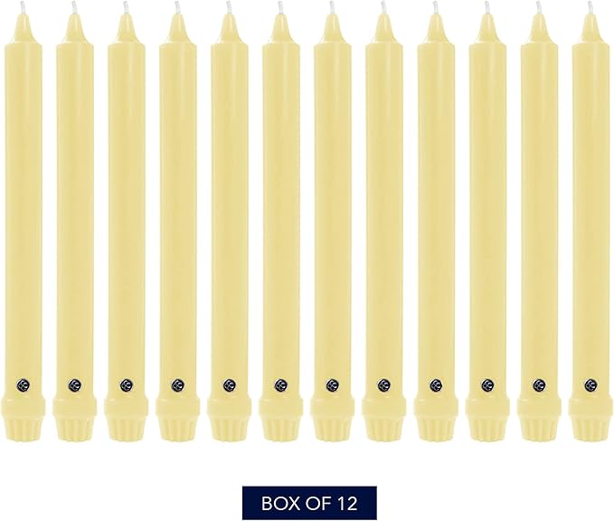 Colonial Candle Unscented Taper Candle, Classic Collection, Limoncello, 10 in, Pack of 12 - Up to 8