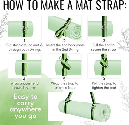 TECEUM Yoga Strap & Mat Strap – 2 IN 1 – Cotton – 6 ft 8 ft 10 ft (30+ colors) – Adjustable