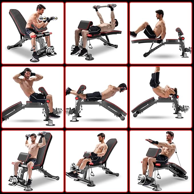 Adjustable Weight Bench - Utility workout Benches for Exercise, Free Installation Design for