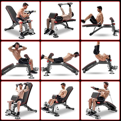 Adjustable Weight Bench - Utility workout Benches for Exercise, Free Installation Design for