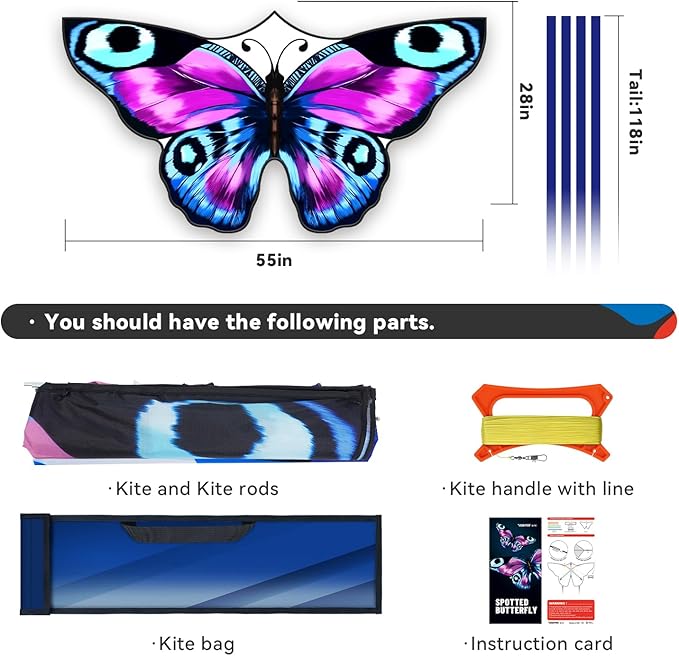 Colorful Butterfly Kite,Easy to Fly Large Outdoor Kite for Kids & Adults, Beach & Park Toys with