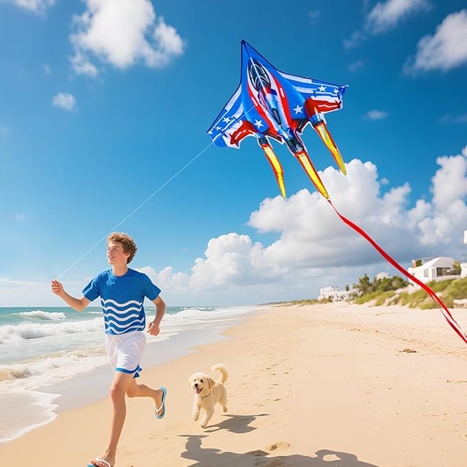 Fighter Jet Kites for Kids & Adults - Durable Airplane Kites for Boys Ages 8-12 & 4-8 with Kite