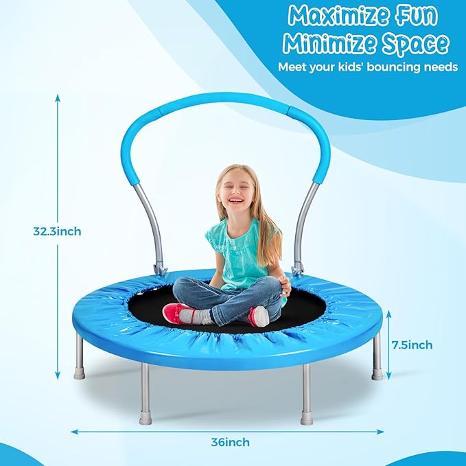 Mini Trampoline for Kids, Indoor Toddler Trampoline with Handle, Child Small Rebounder Trampoline
