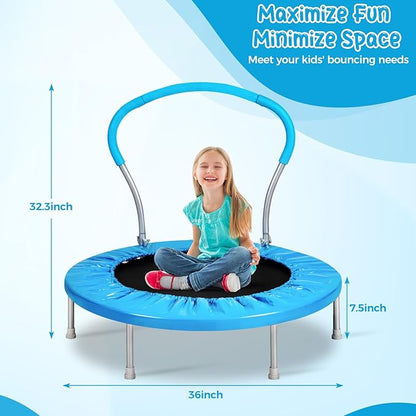 Mini Trampoline for Kids, Indoor Toddler Trampoline with Handle, Child Small Rebounder Trampoline
