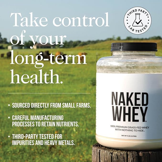 NAKED Whey Chocolate Protein Powder - Only 3 Ingredients - Grass Fed Whey Protein Powder, Organic