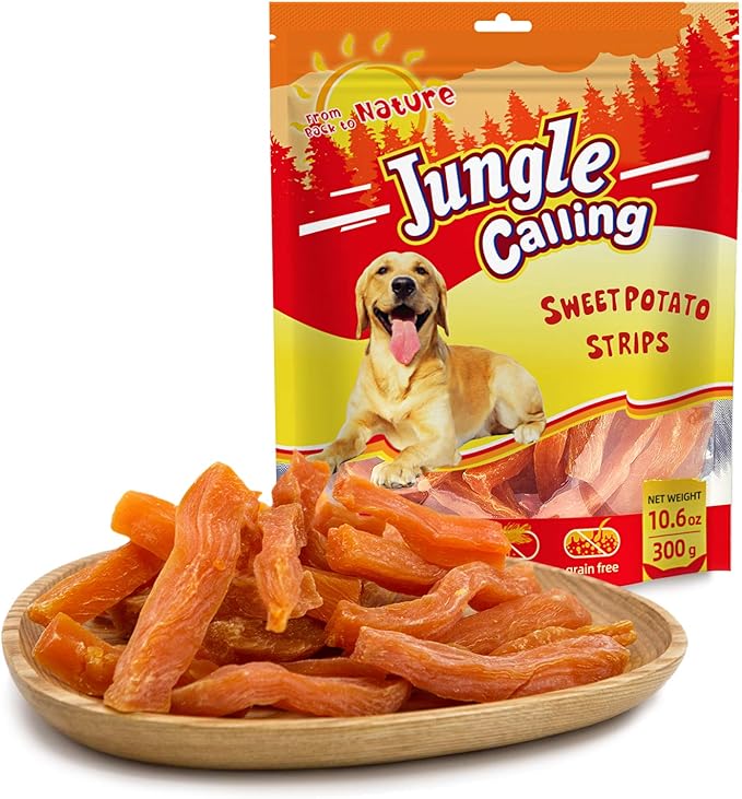 Jungle Calling Sweet Potato Dog Treats,Low Fat Natural Soft Chews for Weight Management, Single