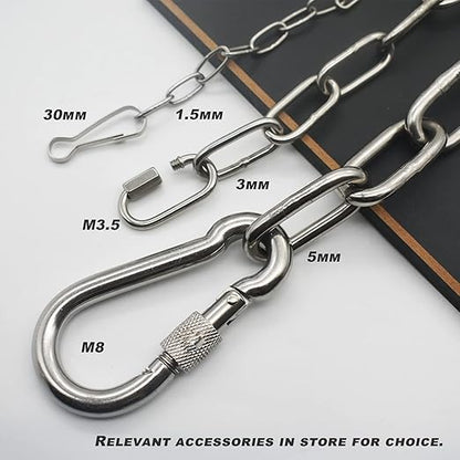1/16 inch(1.5mm) Wire Diameter Stainless Steel Safety Chains 40 inch Long Link Rings Light Duty