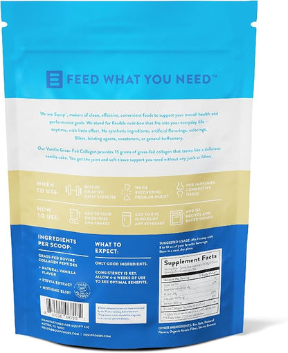 Equip Foods Grass Fed Collagen Powder | Hydrolyzed Bovine Collagen Peptides with Amino Acids |