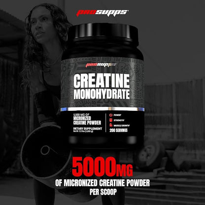PROSUPPS Creatine Monohydrate Powder for Men & Women, Unflavored - 5000,mg of Micronized Creatine