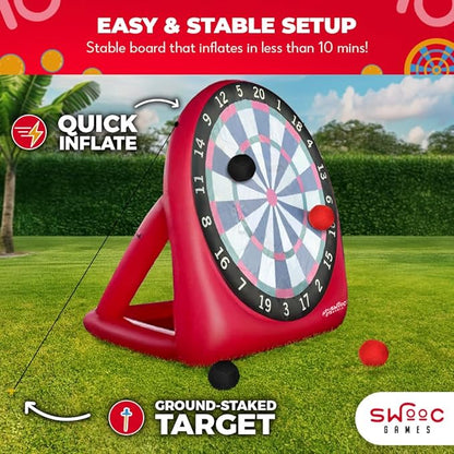 SWOOC Games - XL Giant Kick Darts (Over 8ft Tall) with 15+ Games Included - Jumbo Soccer Darts