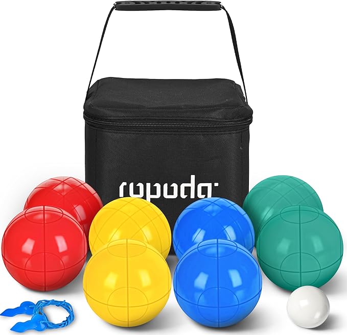 ropoda 90mm Bocce Ball Set, Lighter Bocce Ball for Beginners with 8 Balls, Pallino, Case and