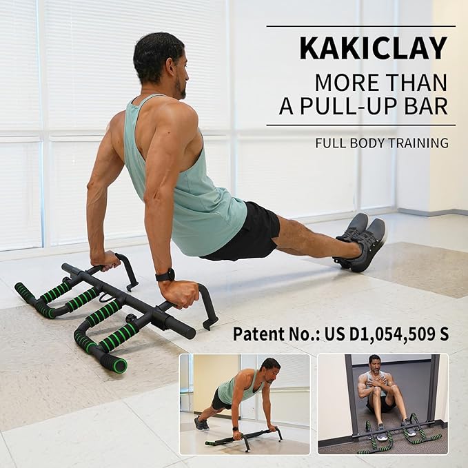 New Upgrade Pull Up Bar for Doorway with Ergonomic Grip - Upto 440 Lbs Capacity, No Screwing or