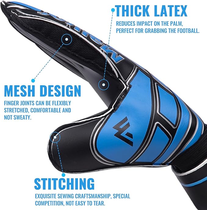 Malker Soccer Goalie Gloves Goalkeeper Gloves with Fingersave and Double Wrist Protection, Strong