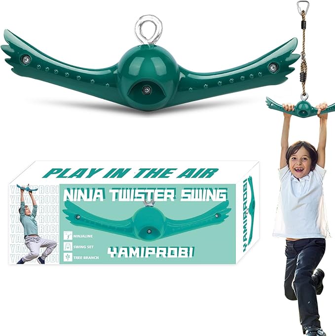 Swing Spins Set: 360° Handle Twist-Spin Flips Toy - Slackline Attachments Activate Play Powers