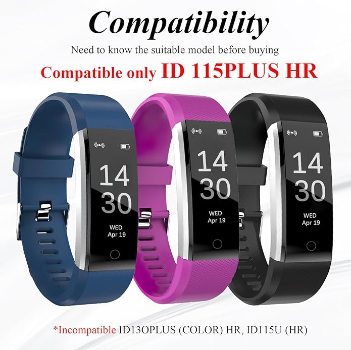 Watch Bands Replacement for ID115plus HR, Very Fit Pro Activity Fitness Tracker Wrist Bands Set