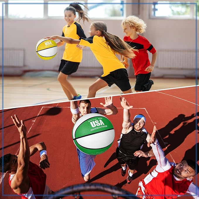 Libima 4 Pcs Rubber Basketball with Pump Official Size Indoor Outdoor Basketball Game Practice