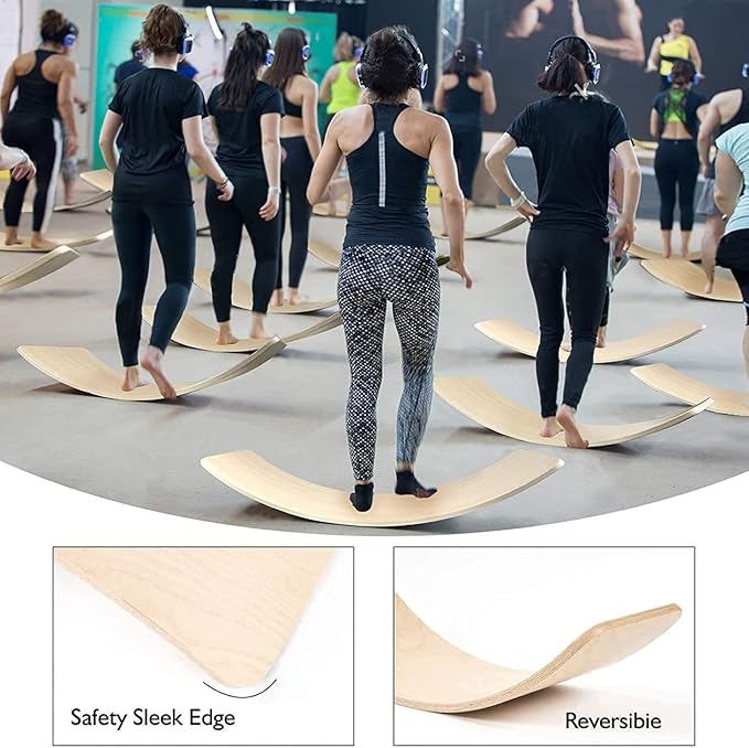 Gentle Monster Wooden Wobble Balance Board, 35 Inch Rocker Board Natural Wood, Kids Toddler Open