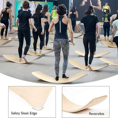 Gentle Monster Wooden Wobble Balance Board, 35 Inch Rocker Board Natural Wood, Kids Toddler Open
