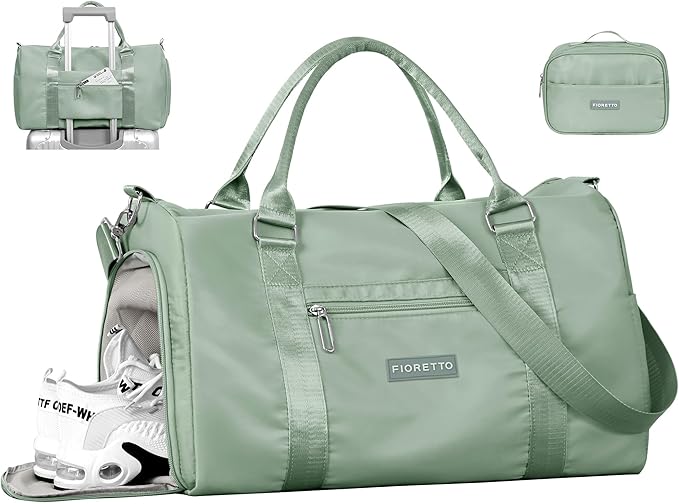 FIORETTO Womens Gym Tote Duffle Bag with Toiletry Bag, Sports Duffel Overnight Hospital Workout