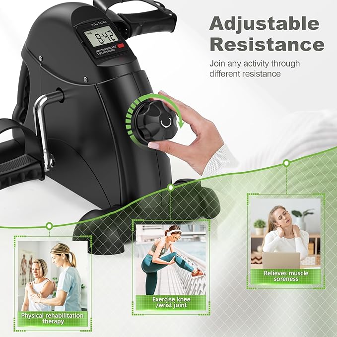FEIERDUN Mini Exercise Bike, Under Desk Bike Pedal Exerciser for Arm/Leg Exercise, Adjustable